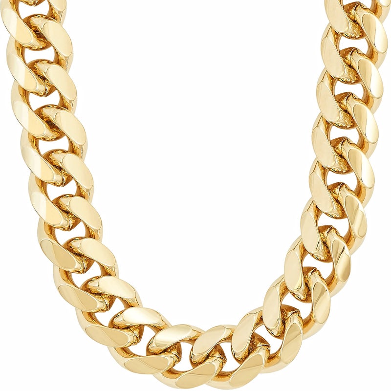 LIFETIME JEWELRY 11mm Cuban Link Miami Curb Chain Necklace for Men Women Diamond Cut 24k Real Gold Plated (24 inches, Gold) - Image 1